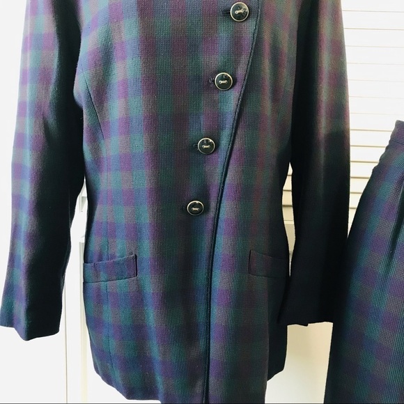 LE SUIT Plaid Fully Lined Polyester Blend 2 Piece Skirt Suit Size 14 - Picture 6 of 14